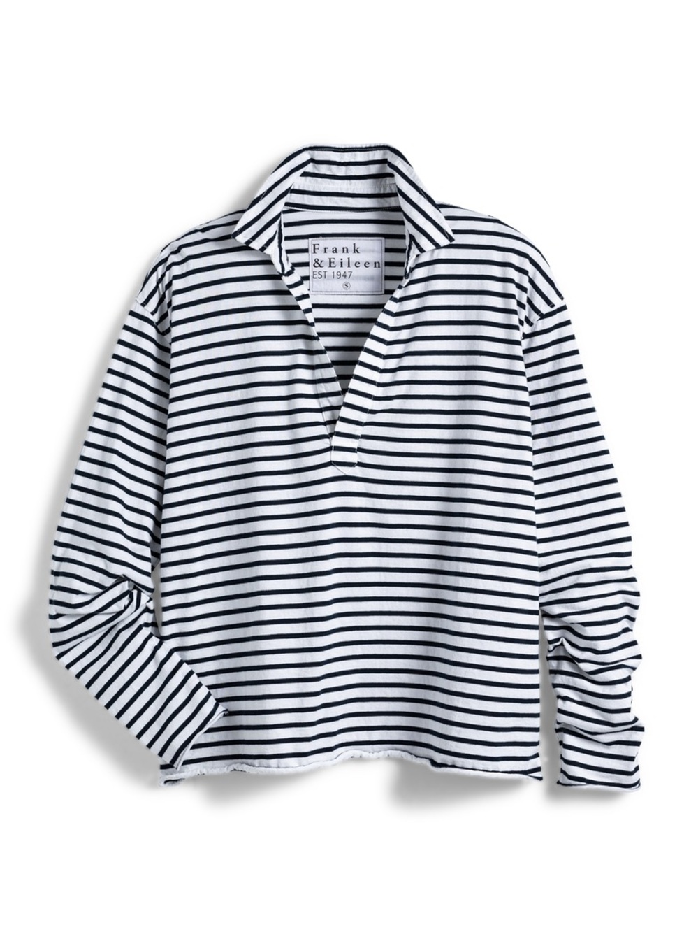 Frank & Eileen White and Navy Striped Popover Pullover